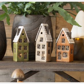 Keramikhus til fyrfadslys, orange