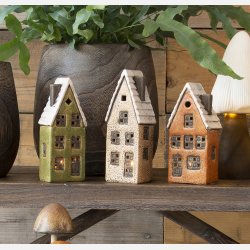 Keramikhus til fyrfadslys, sand