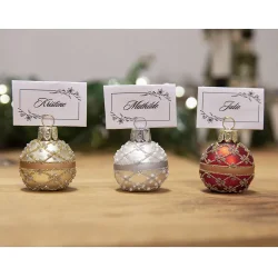 Julekugle til bordkort, slv, 6 stk. i ske