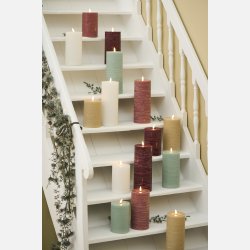 LED-bloklys m/varm flamme indendrs, grn mellem