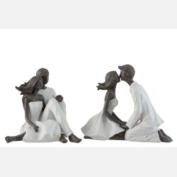 Par siddende, slvgr/hvid