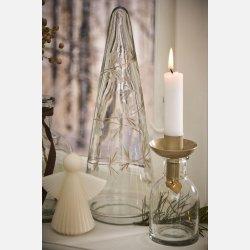 Ib Laursen, Juletr� glas klar m/guldfarvet blomsterranke indgraveret