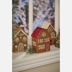 Hus t/fyrfadslys Stillenat rdt tag krans p dren