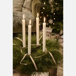 Adventlys 1-4 ske m/4 kronelys rustik prget tal hvid stearin