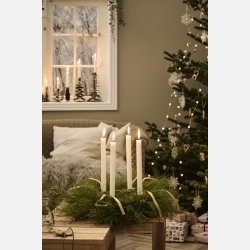 Adventlys 1-4 ske m/4 kronelys rustik prget tal hvid stearin