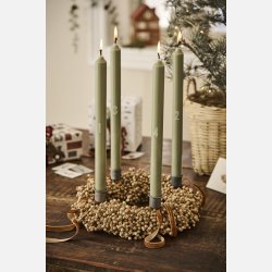Adventlys 1-4 ske m/4 kronelys rustik prget tal stvgrn