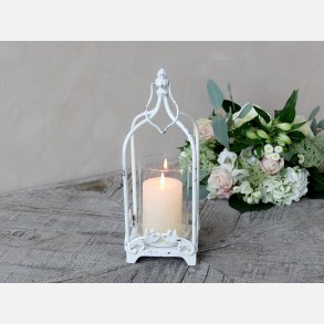 Lanterne m. 1 holder til lys og dekor, antik creme