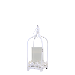 Lanterne m. 1 holder til lys og dekor, antik creme