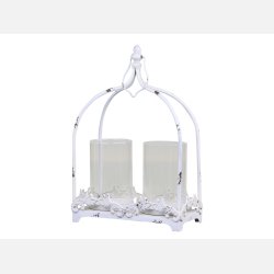 Lanterne m. 2 holdere til lys og dekor, creme