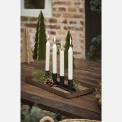 Adventsstage t/4 x 2,2 cm lys aflang flytbare lysholdere antikbrun/sort