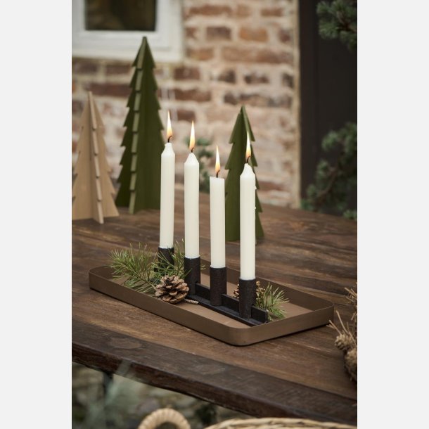 Adventsstage t/4 x 2,2 cm lys aflang flytbare lysholdere antikbrun/sort