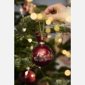 Julekugle 2 ass papegjemotiver og glitter