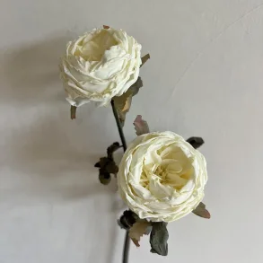Kunstig blomst, 2 grene, hvid krlrose
