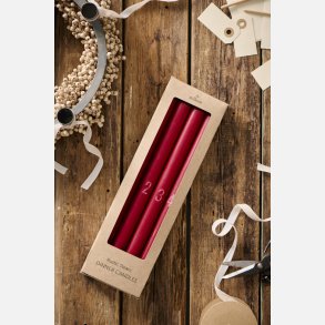 Adventlys 1-4 ske m/4 kronelys rustik prget tal rd stearin