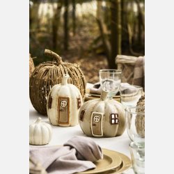 Hus t/fyrfadslys gr�skarformet rustfarvet d�rkarm, h�j