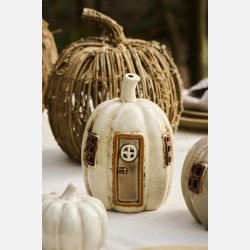 Hus t/fyrfadslys gr�skarformet rustfarvet d�rkarm, h�j