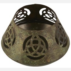 Stage t/fyrfadslys konisk bladmnster grn patina