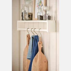 Hylde m/forkant + vendbar til hylde m/tvrstang under, hvid