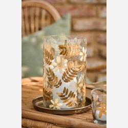 Lygte t/bloklys m/blomster og blade, uden bund, mundblst