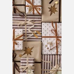 Papirrulle brune striber tekstil-look 5 m/rulle