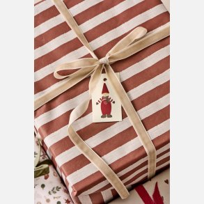 Papirrulle r�de striber tekstil-look 5 m/rulle