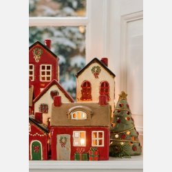 Hus t/fyrfadslys Stillenat drkrans og gaver