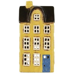 Hus t/fyrfadslys Nyhavn gul med bl dr