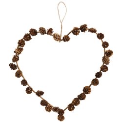Hjerte af kogler m/jutesnor til oph�ng
