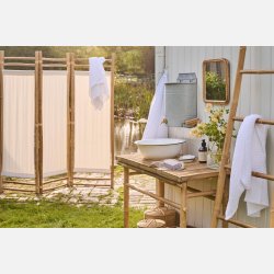 Rumdeler i 3 fag bambus m/off white stof