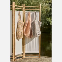 Rumdeler i 3 fag bambus m/off white stof