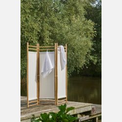 Rumdeler i 3 fag bambus m/off white stof