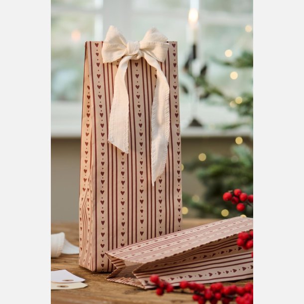 Klodsbundspose hjerter og striber  mellem