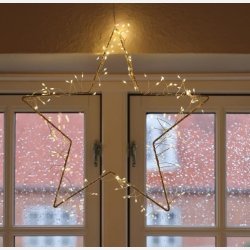 Stjerne m led lys  30 cm - Guld