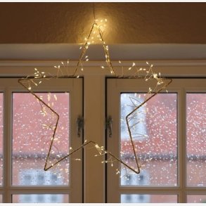 Stjerne m led lys  30 cm - Guld