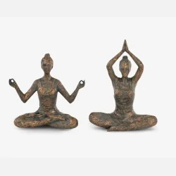 Figur yoga dame antique, st med 2 stk.