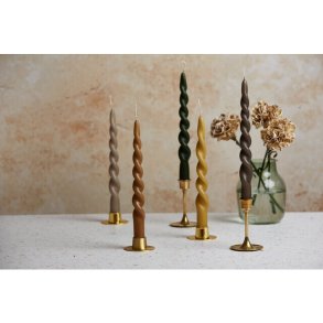 Twisted, Stearinlys m/lak, 2 stk. i ske, Taupe