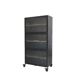 Factory Skab p hjul m. glaslger og 3 trhylder