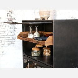 Factory Skab p hjul m. glaslger og 3 trhylder