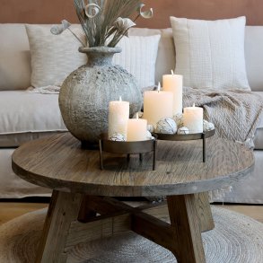 Sofabord i genbrugstr, rundt