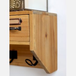 Hylde m. 5 skuffer og 5 knager