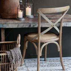 Fransk Spisebordsstol m. fletsde, natur, 2 pack