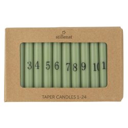 Kalenderlys 1-24 kertelys stvgrn m/sorte tal