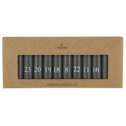 Kalenderlys 1-24 bedelys mrkegr m/hvide tal