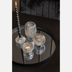 Fyrfadsstage dots klar/slv glas