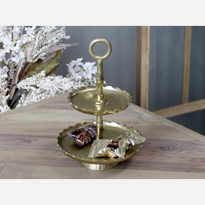 Etagere m. blondekant, messingfarvet