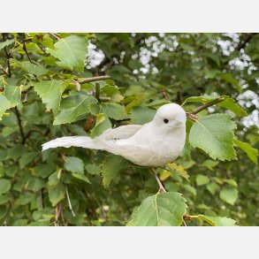 Deko fugl, hvid, m. clips