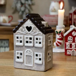 Chamonix Hus til fyrfadslys, gr� m hjerte