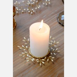 Krans til lys m. perler s�t af 2