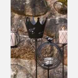 Fyrfadsstage p� spyd med fugl, sort