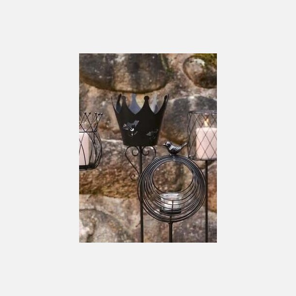 Fyrfadsstage p� spyd med fugl, sort